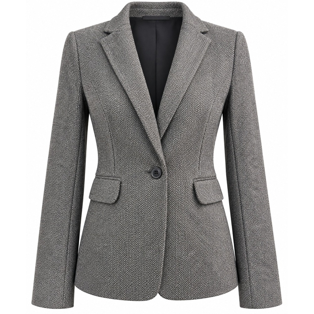 Vince Camuto Gray Herringbone Blazer, Petite Small — Excellent Condition